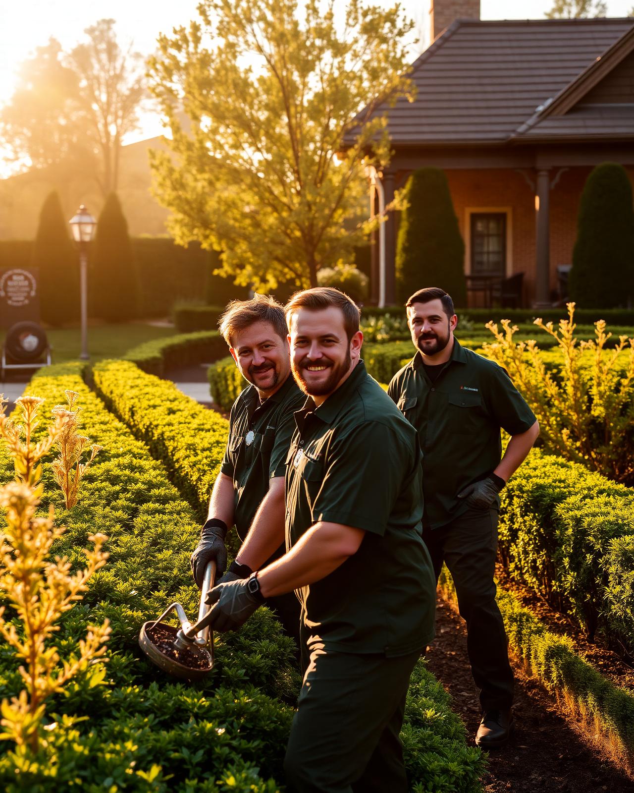 Professional landscaping crew